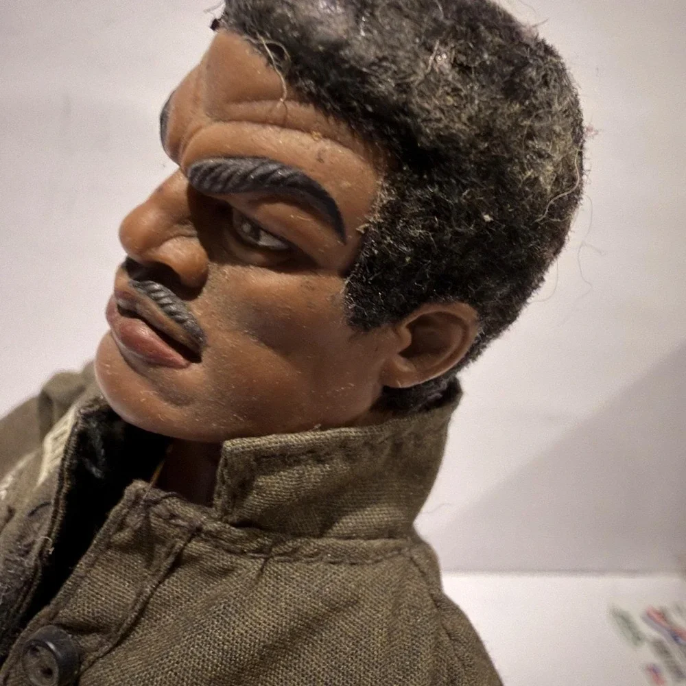 Vtg Hasbro 1994 G.I. Joe Stalker 30th Anniversary Black Soldier Figure Wood Base